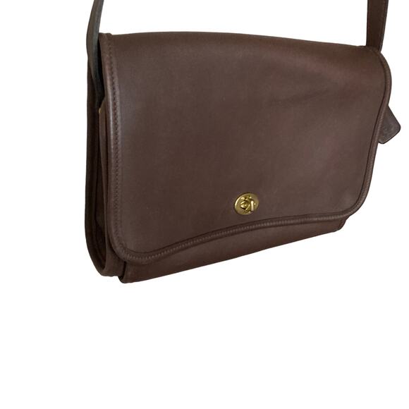 Vintage COACH 9812 Ridgefield Flap Bag Dark Brown Full-grain Leather Excellent - Picture 13 of 16